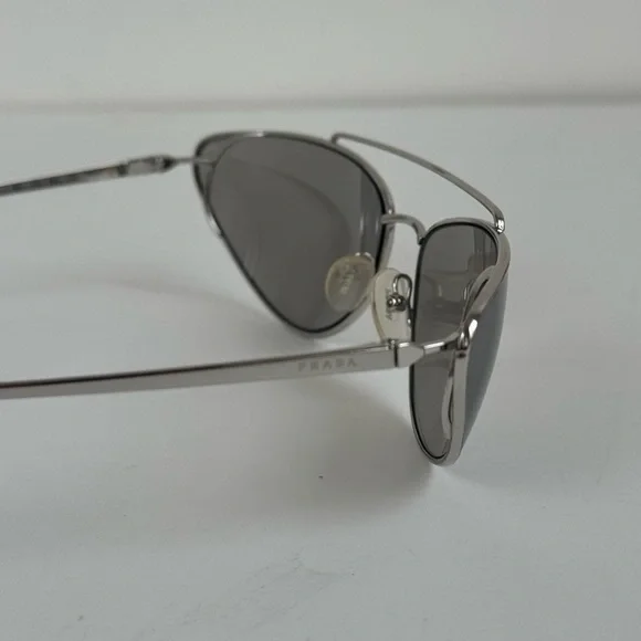 PRADA Aviator Silver Metal Sunglasses with Gray Lenses - Picture 4 of 8